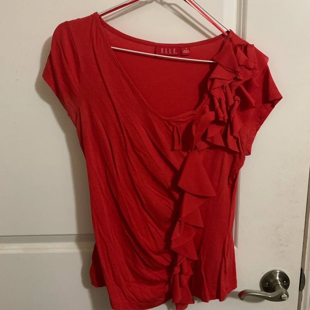 Small red Elle ruffled shirt